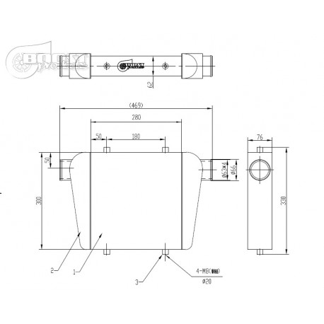 Echangeur Intercooler 280x300x76mm – Ø63mm
