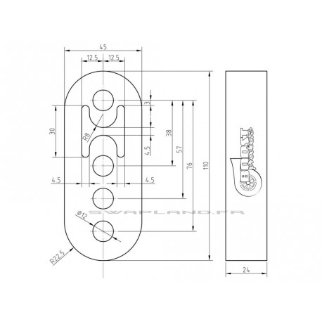 Silent bloc d'échappement haute résistance Ø 12 mm