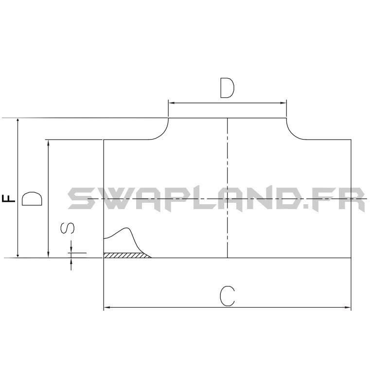 Té extrudé sans collerette 48.3 X 2