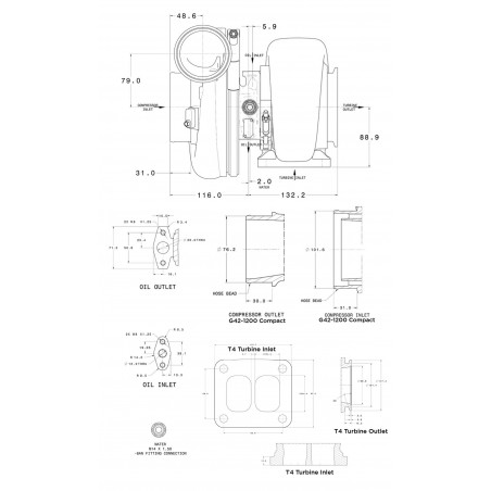 Turbo Garrett Compact G42-1200 A/R 1.01 T4 - SWAPLAND