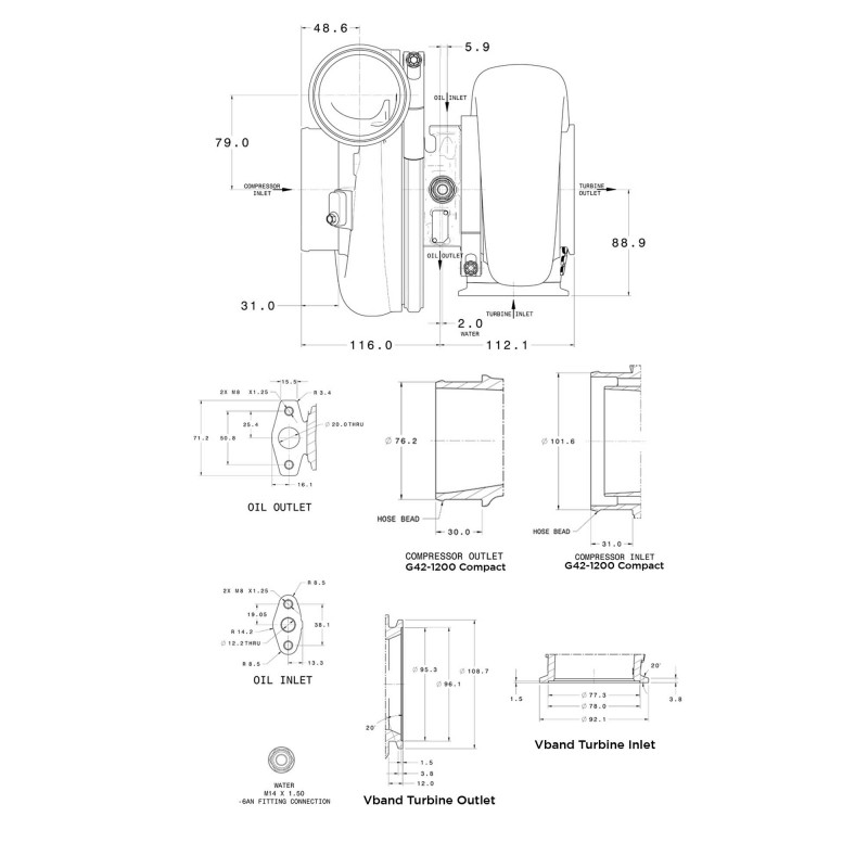 Turbo Garrett Compact G42-1200 A/R 1.15 V-band - SWAPLAND