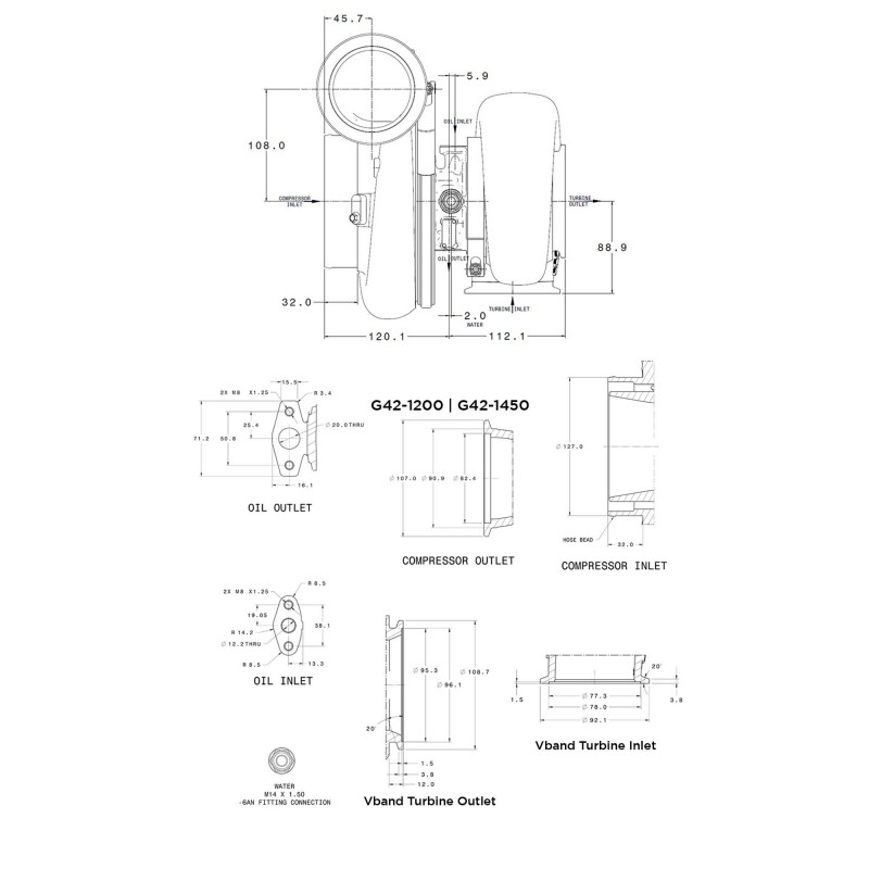 Turbo Garrett G42-1200 A/R 1.28 V-band - SWAPLAND