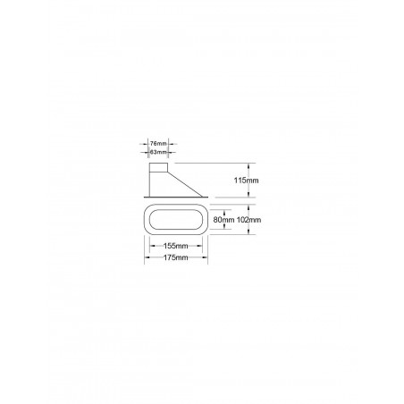 Ecope d'air 175x102x115mm pour gaine BOA Ø 63 / 76 mm noire - SWAPLAND