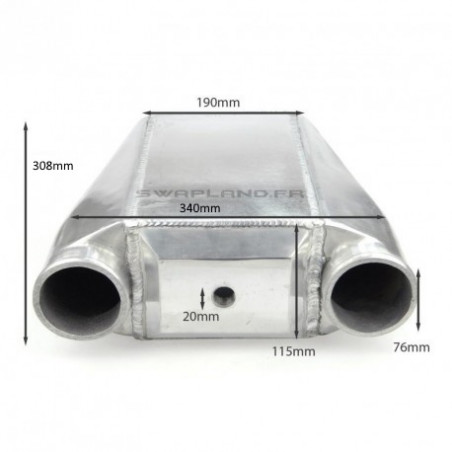 Intercooler air eau 310x310x115 mm entrée 76 mm - SWAPLAND -