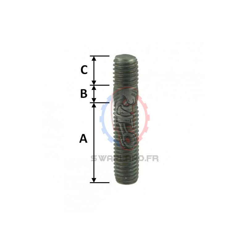 Goujon fileté M10X40 longueur total 52 mm -SWAPLAND-