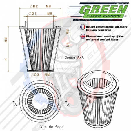 Conique standard Inox Green filter - Swapland -