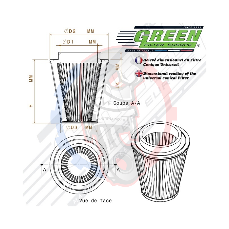 Conique oval Caoutchouc Green filter - Swapland -