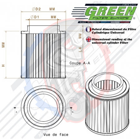 Cylindrique standard Inox Green filter - Swapland -