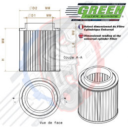 Cylindrique Bi cone Caoutchouc Green filter - Swapland - 2