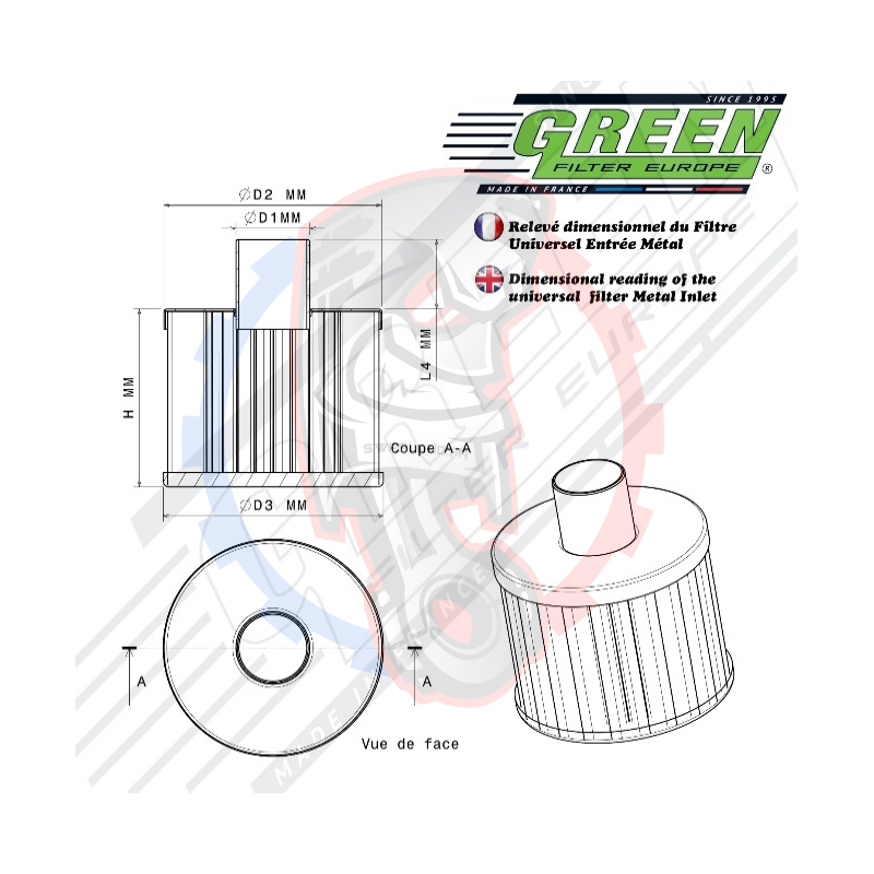 Cylindrique entrée métal embout inox Green filter - Swapland -