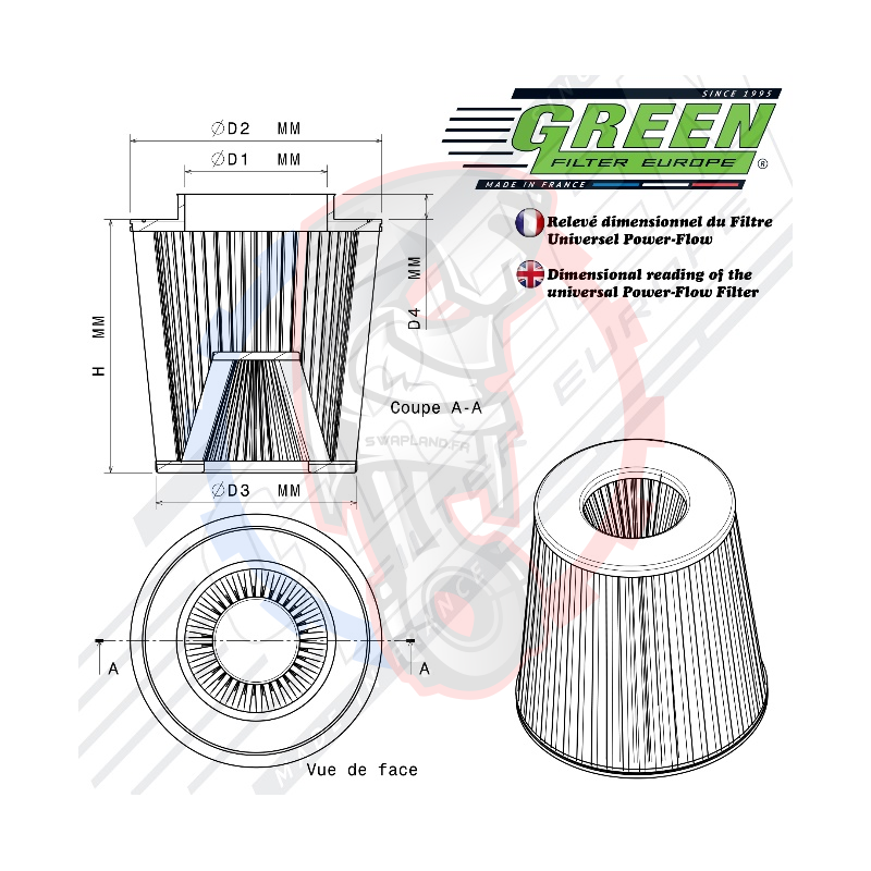Conique standard Bi-cone Green filter - Swapland -