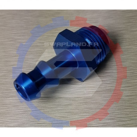 Raccord aluminium bleu dash 8 vers durite 10 mm - SWAPLAND -