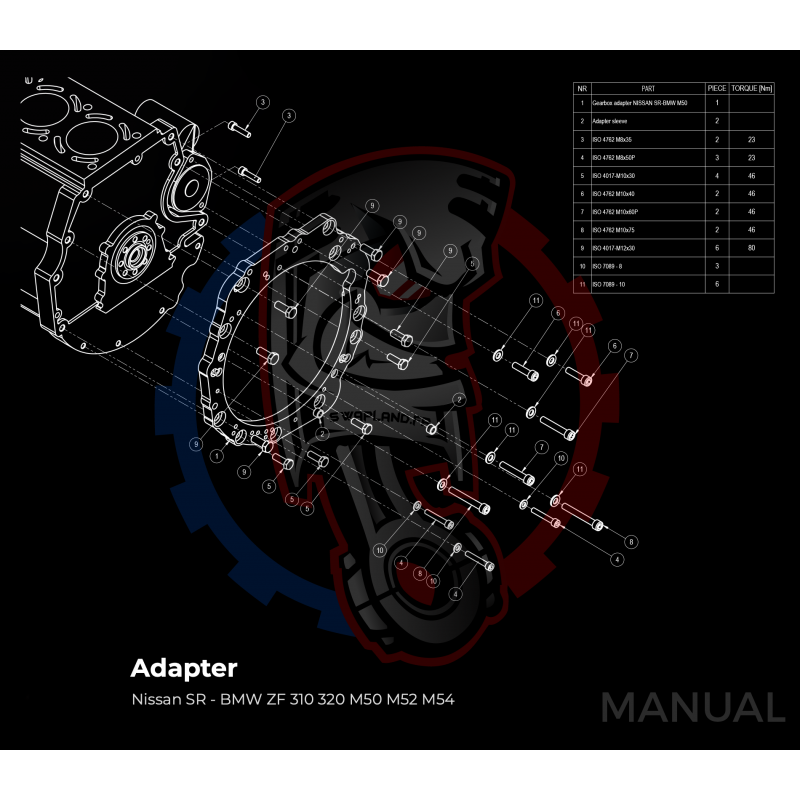 Kit embrayage conversion moteur Nissan SR pour boite BMW M57 / E46 S54 M3