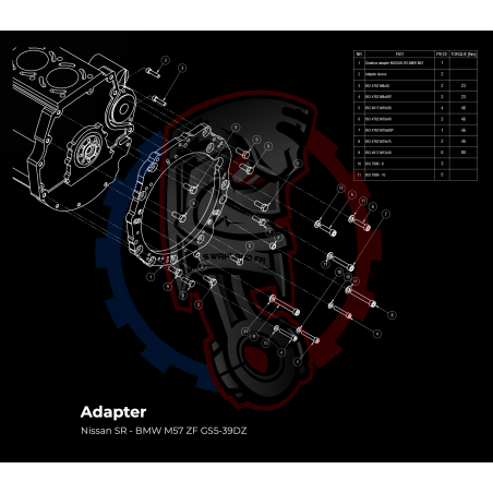 Kit embrayage conversion moteur Nissan SR pour boite BMW M57 / E46 S54 M3