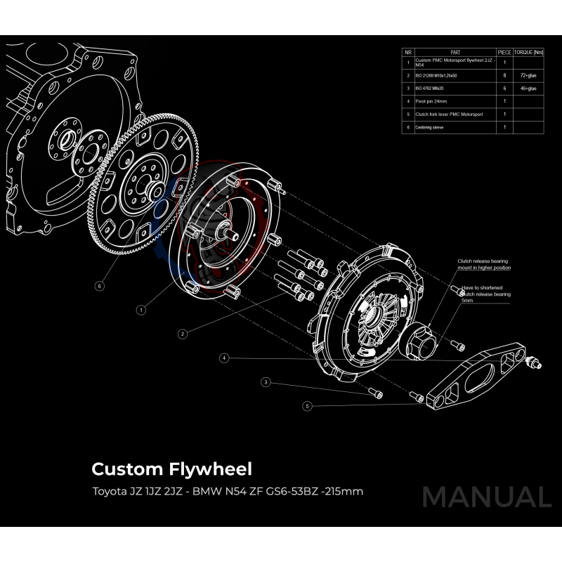 Kit embrayage conversion moteur Toyota 2JZ 1JZ pour boite BMW N54