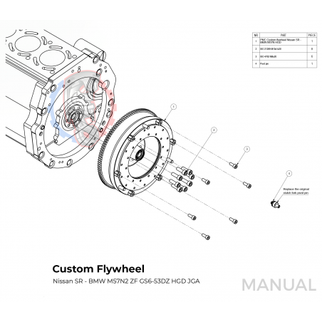 Kit embrayage Stage 1 conversion moteur Nissan SR pour boite BMW M57 HGD JGA