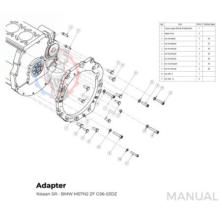Kit embrayage Stage 1 conversion moteur Nissan SR pour boite BMW M57 HGD JGA