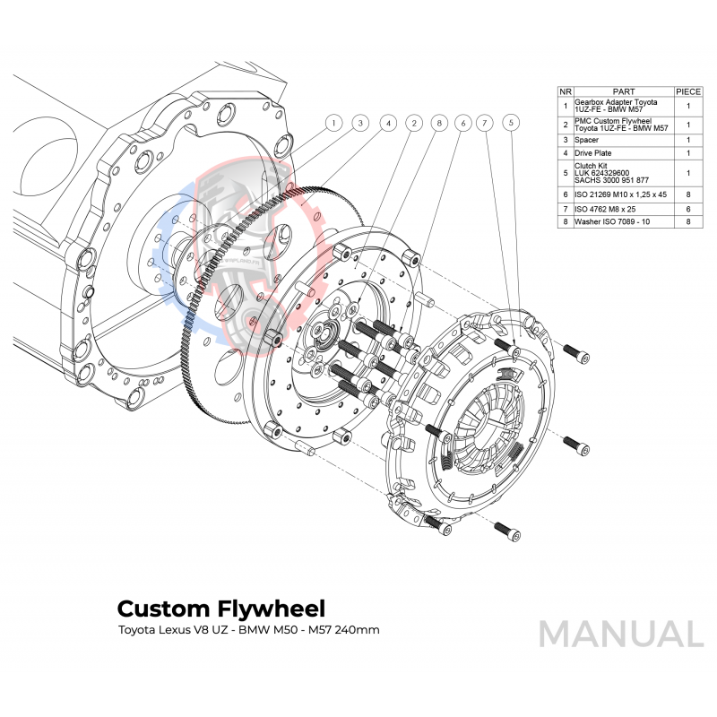Kit embrayage Stage 1 conversion moteur Toyota V8 UZ boite BMW M57