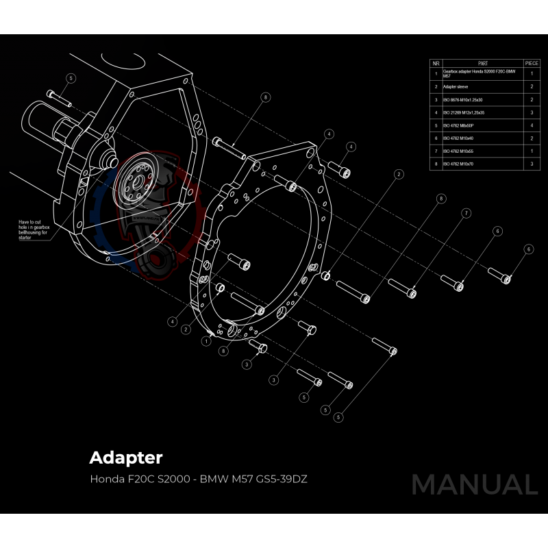 Kit embrayage Stage 1 conversion moteur Honda S2000 boite BMW M57 / E46 S54 M3
