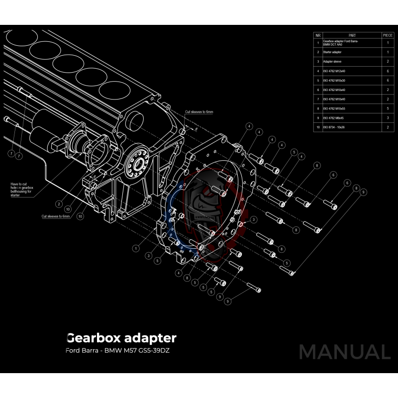 Kit embrayage Stage 1 conversion moteur Ford Barra boite BMW M57