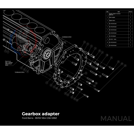 Kit embrayage bi disques conversion moteur Ford Barra boite BMW M57N HGU HGK
