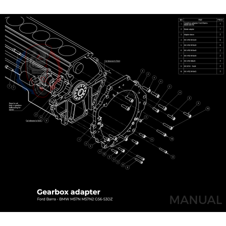 Kit embrayage bi disques conversion moteur Ford Barra boite BMW M57N HGD JGA