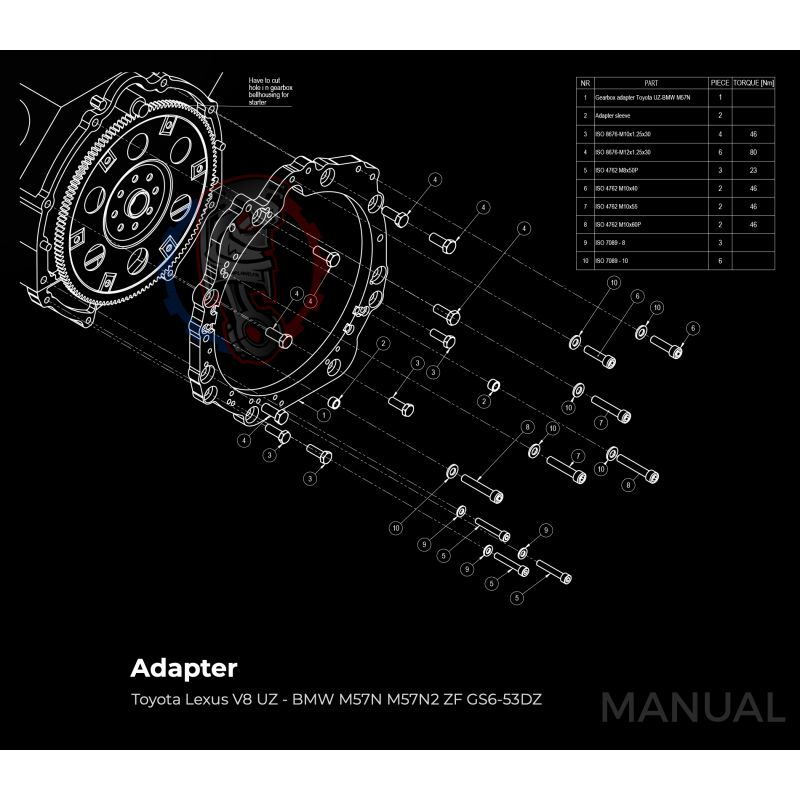 Kit embrayage Stage 1 conversion moteur Toyota V8 UZ boite M57N N54