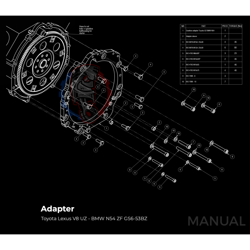 Kit embrayage Stage 1 conversion moteur Toyota V8 UZ boite M57N N54 650 Nm