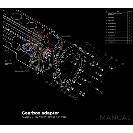 Kit embrayage Stage 2 conversion moteur Ford Barra boite BMW M57 HGU HGK