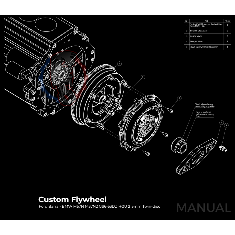 Kit embrayage Stage 2 conversion moteur Ford Barra boite BMW M57 HGU HGK