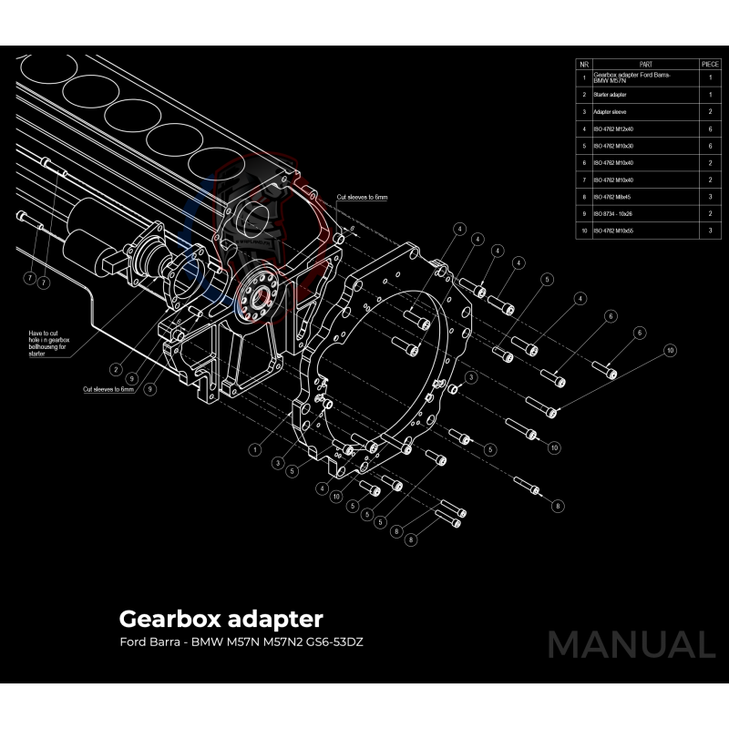 Kit embrayage Stage 3 conversion moteur Ford Barra boite BMW M57 N54