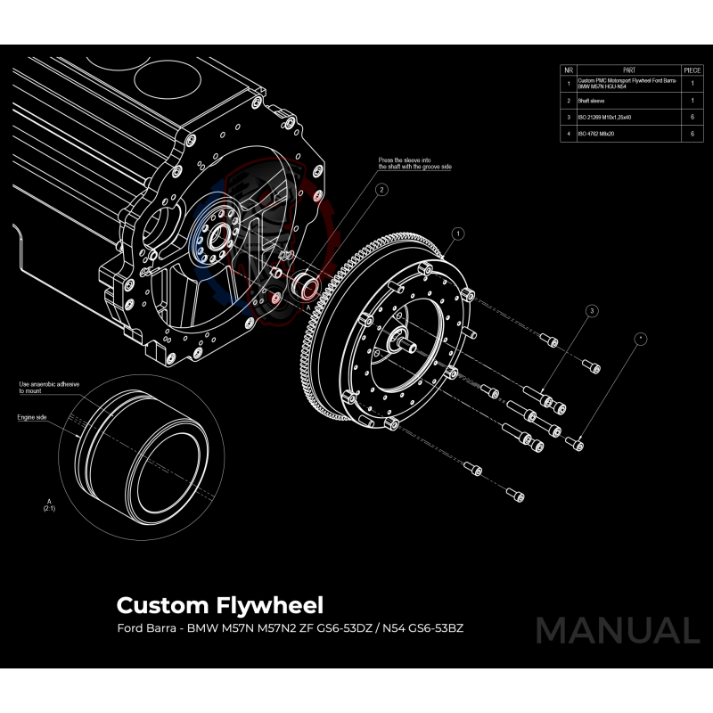 Kit embrayage Stage 1 conversion moteur Ford Barra boite BMW M57 N54