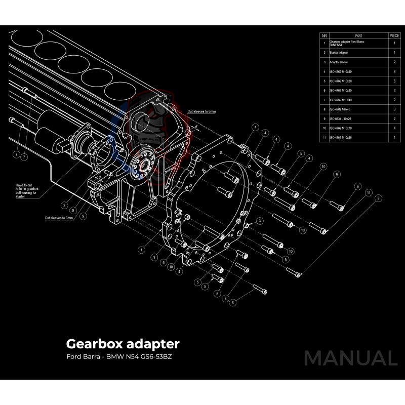 Kit embrayage Stage 1 conversion moteur Ford Barra boite BMW M57 N54