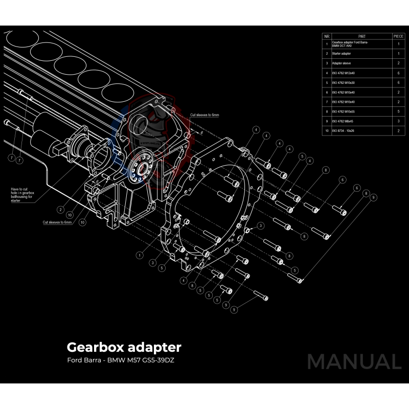 Kit embrayage Stage 2 conversion moteur Ford Barra boite BMW M57 HGD JGA HGA