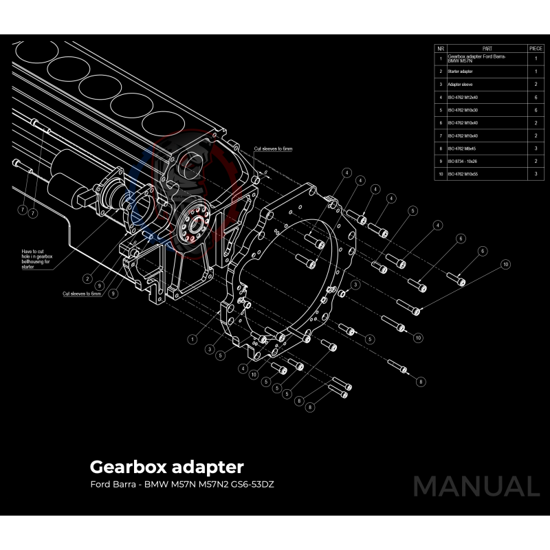 Kit embrayage Stage 3 conversion moteur Ford Barra boite BMW M57