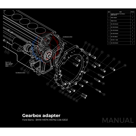 Kit embrayage Stage 3 conversion moteur Ford Barra boite BMW M57