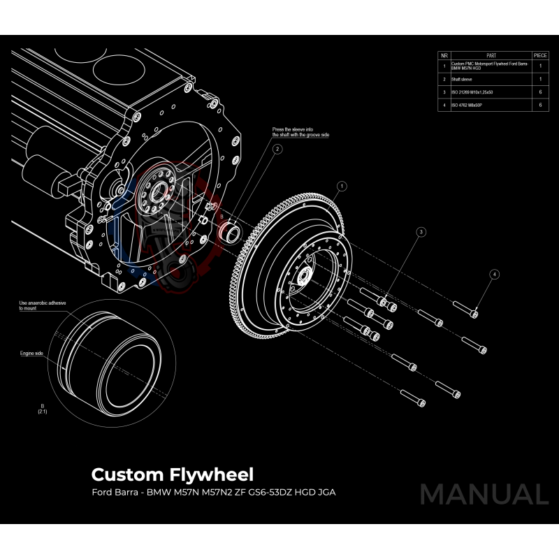 Kit embrayage Stage 2 184 mm conversion moteur Ford Barra boite BMW M57