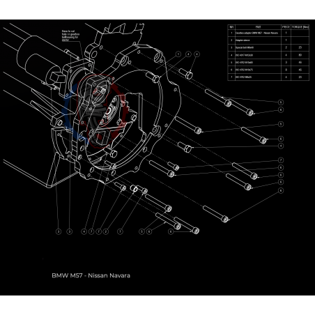 Kit embrayage stage 1 conversion moteur BMW M57 boite Nissan Navara YD25 DDTi