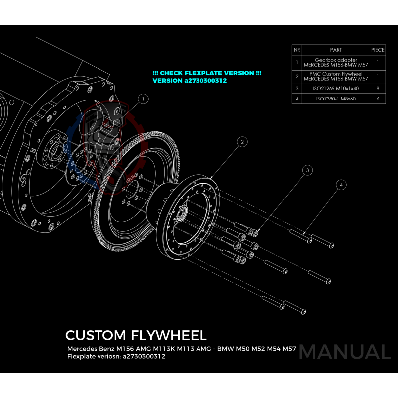 Kit embrayage Race Stage 2 conversion moteur Mercedes M156 boite BMW M50 S50 M52 S52 M54