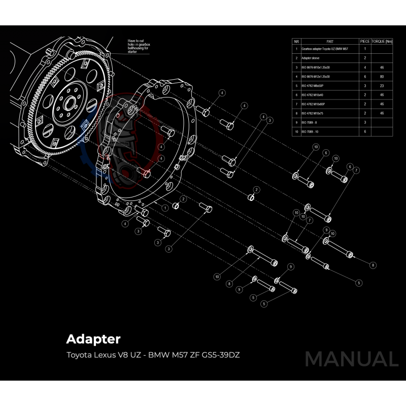 Kit embrayage Race stage 1 conversion moteur Toyota UZ boite BMW M57N HGD JGA