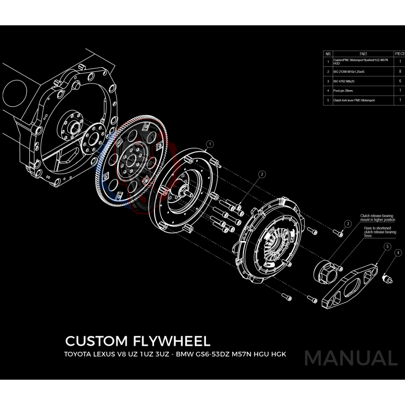 Kit embrayage stage 2 conversion moteur Toyota UZ pour boite BMW M57N HGU HGK