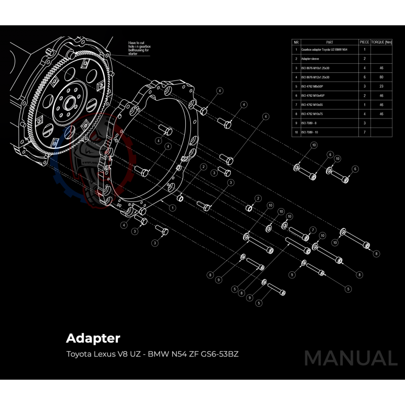 Kit embrayage Race stage 3 conversion moteur Toyota UZ boite BMW M57N HGU HGK