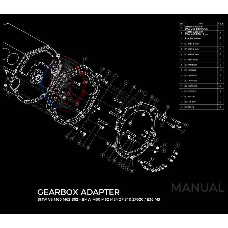 Kit embrayage stage 1 conversion moteur BMW M60 pour boite BMW M57 / E46 S54 M3