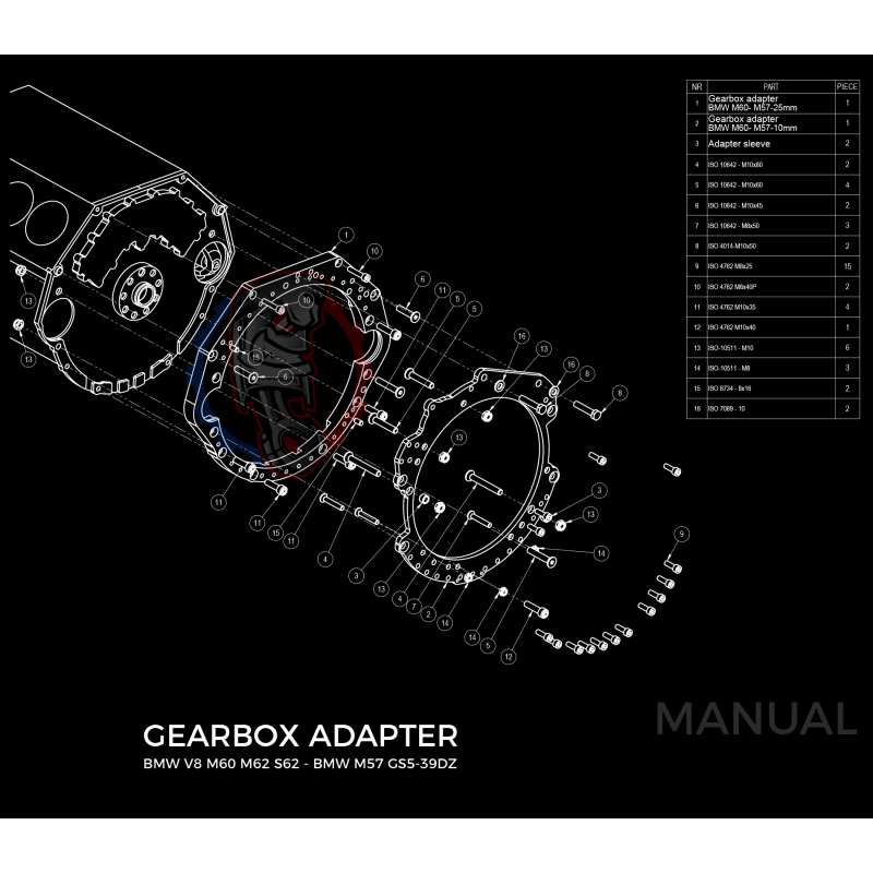 Kit embrayage stage 1 conversion moteur BMW M62 S62 pour boite BMW M57 / E46 S54 M3