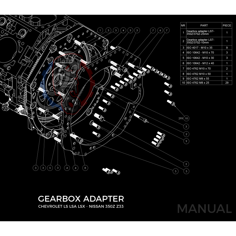 Kit embrayage Race stage 3 conversion moteur Chevrolet LS boite Nissan 350Z 370Z