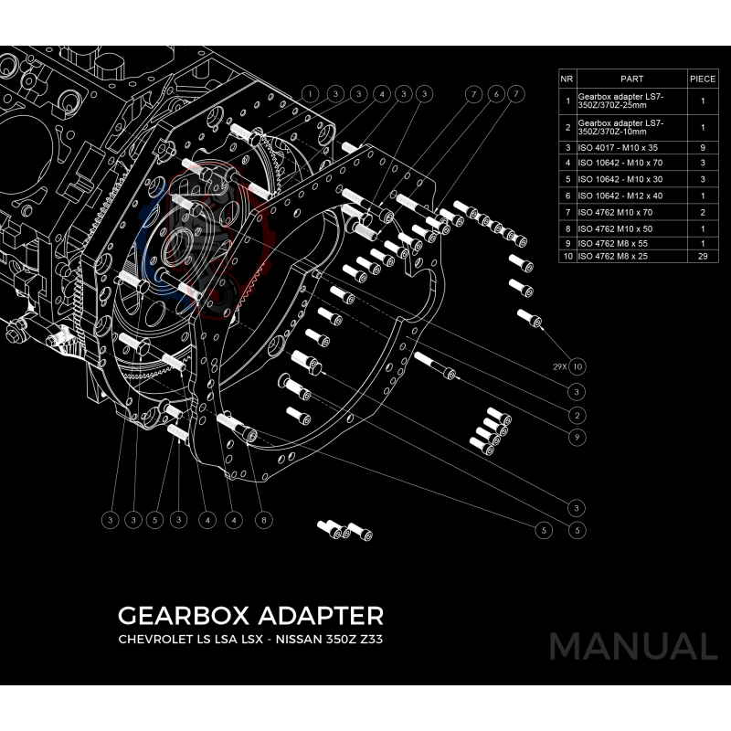 Kit embrayage Race stage 2 conversion moteur GM Chevrolet V8 LS boite Nissan 350Z 370Z