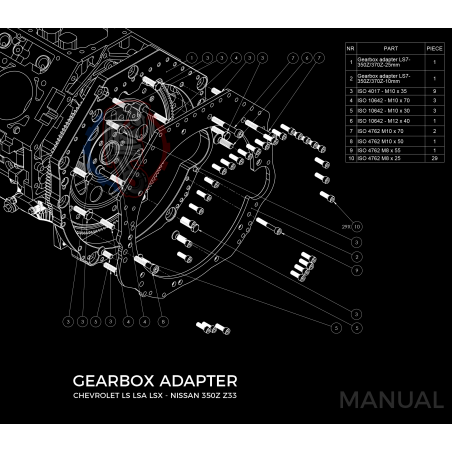 Kit embrayage Race stage 2 conversion moteur GM Chevrolet V8 LS boite Nissan 350Z 370Z