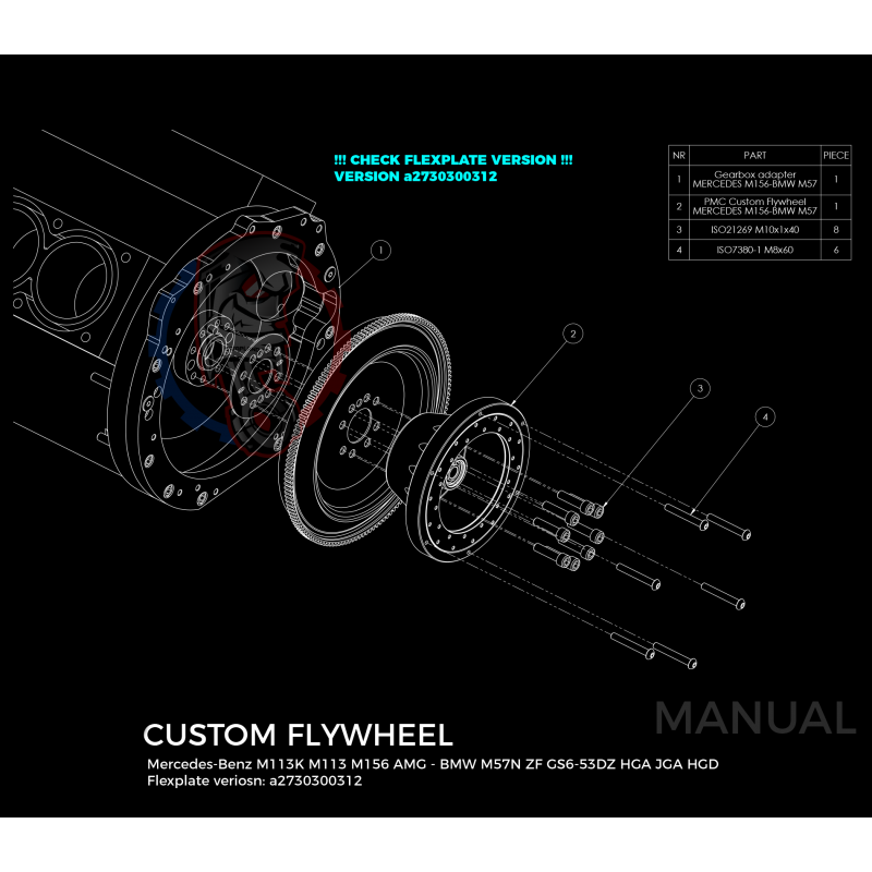 Kit embrayage Race stage 3 conversion moteur Mercedes-Benz M113 boite BMW M57N HGD JGA