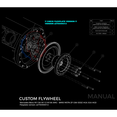 Kit embrayage Race stage 3 conversion moteur Mercedes-Benz M113 boite BMW M57N HGD JGA