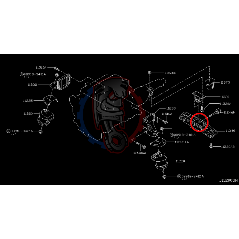 Support boite de vitesse Infiniti G35 en polyuréthane 70 ShA - Swapland -